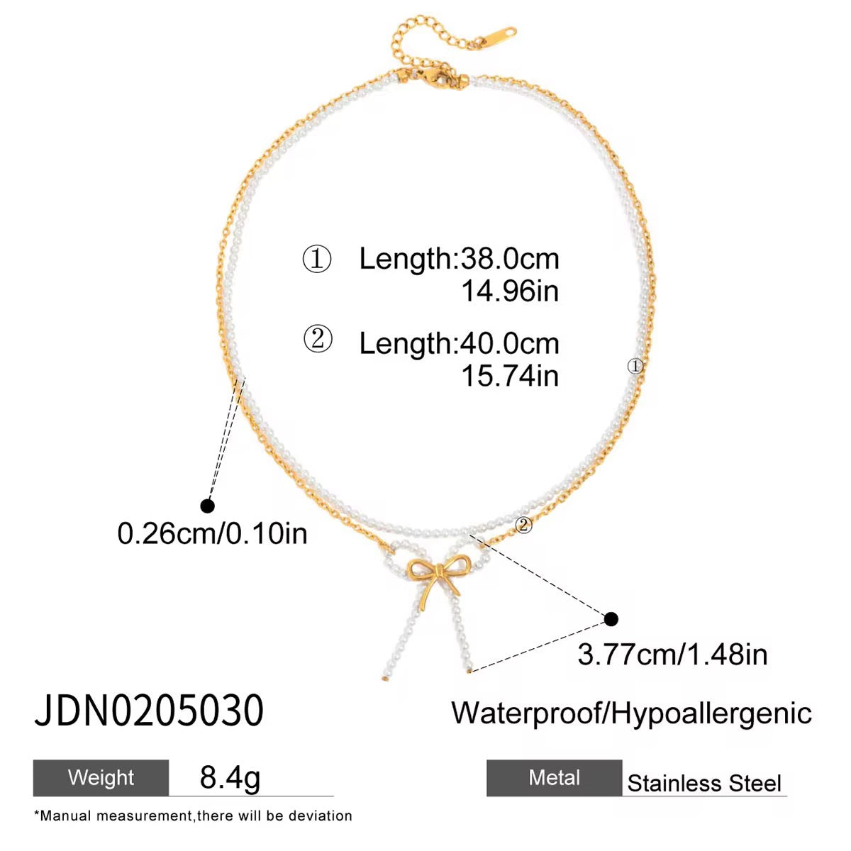 Petite Bow Pearly Necklace