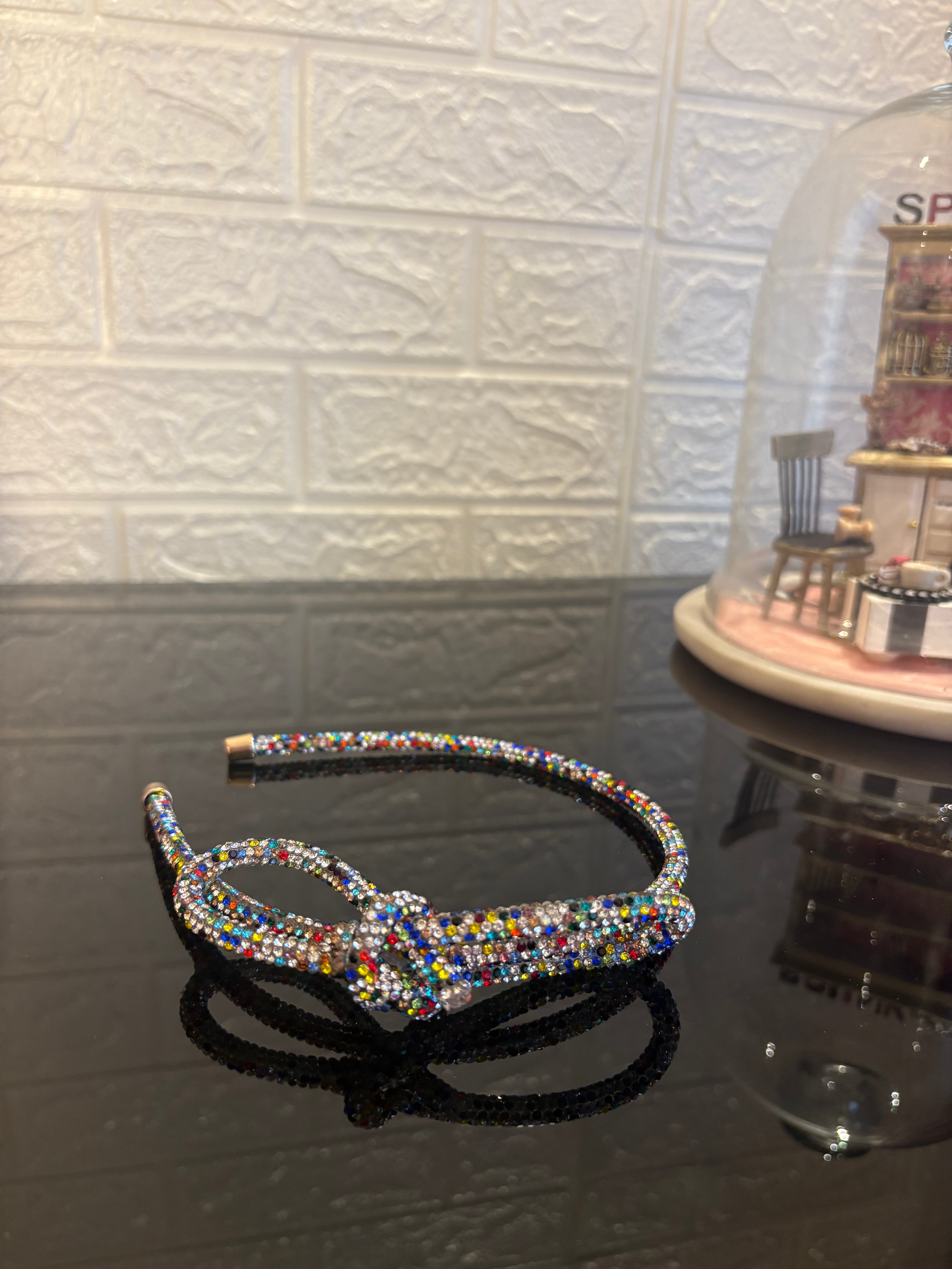 Multicolor Crystal Knot Hairband
