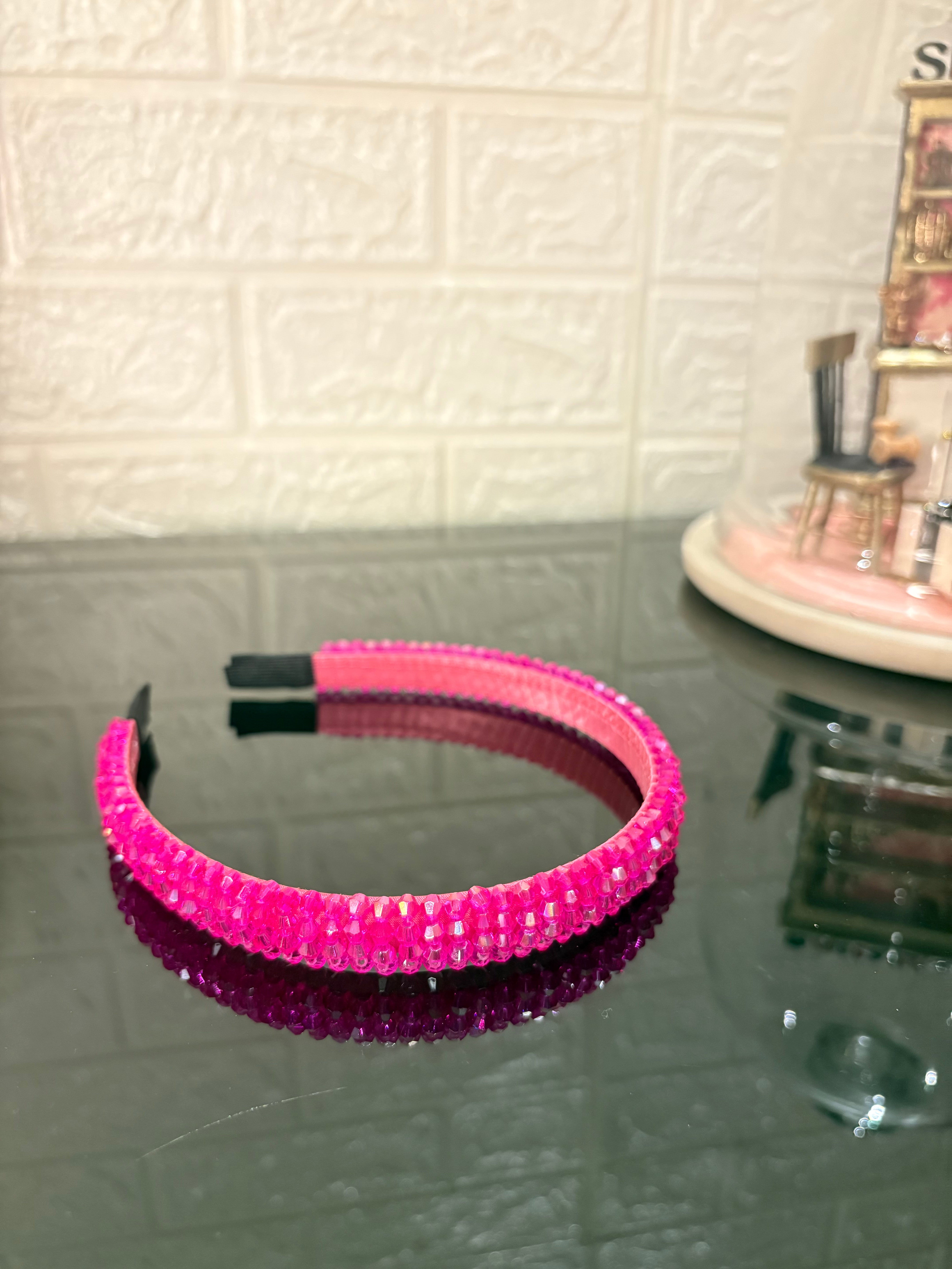 Hot Pink Beaded Hairband