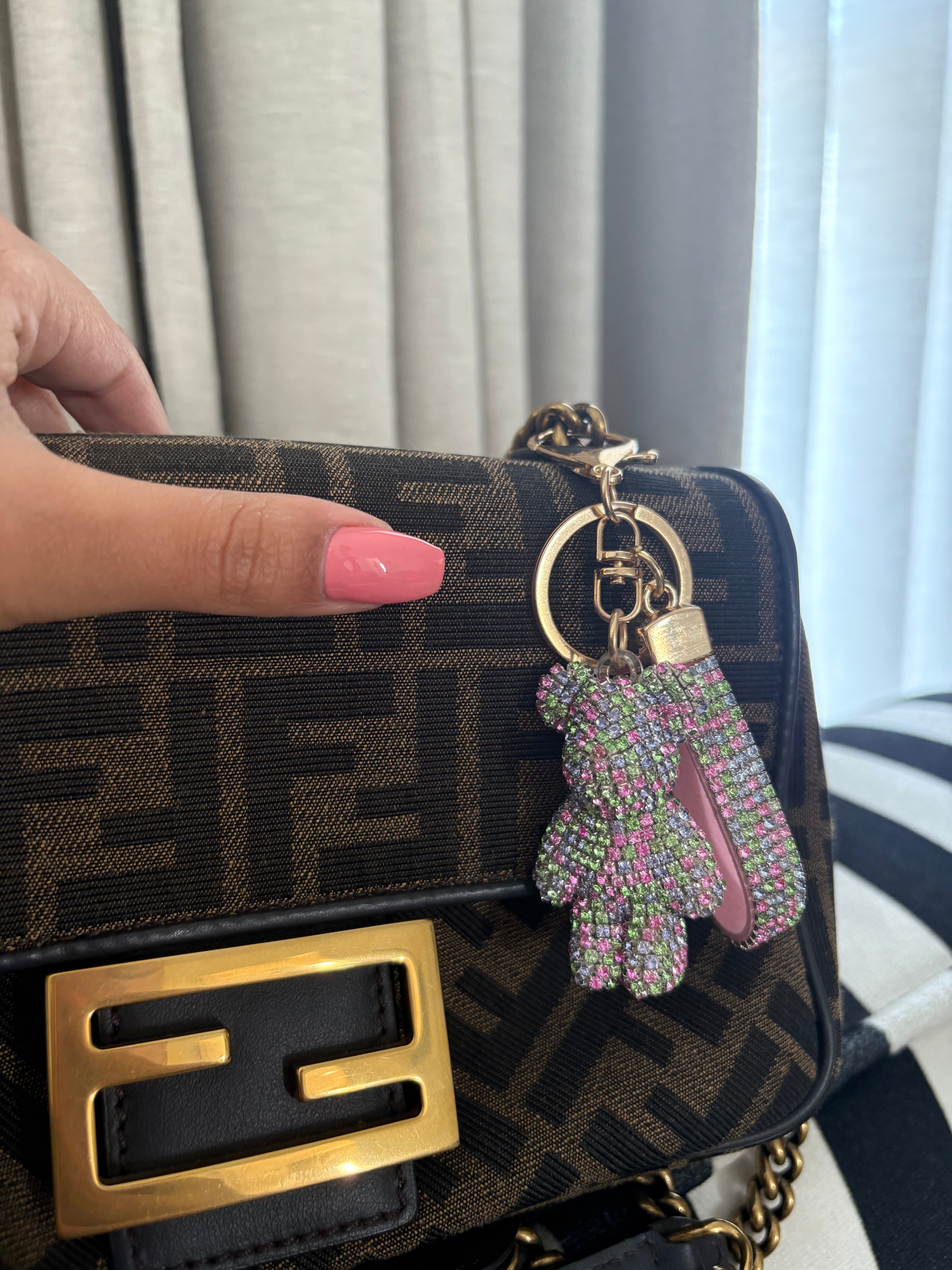 Pink & Green Blingy Bear Charm