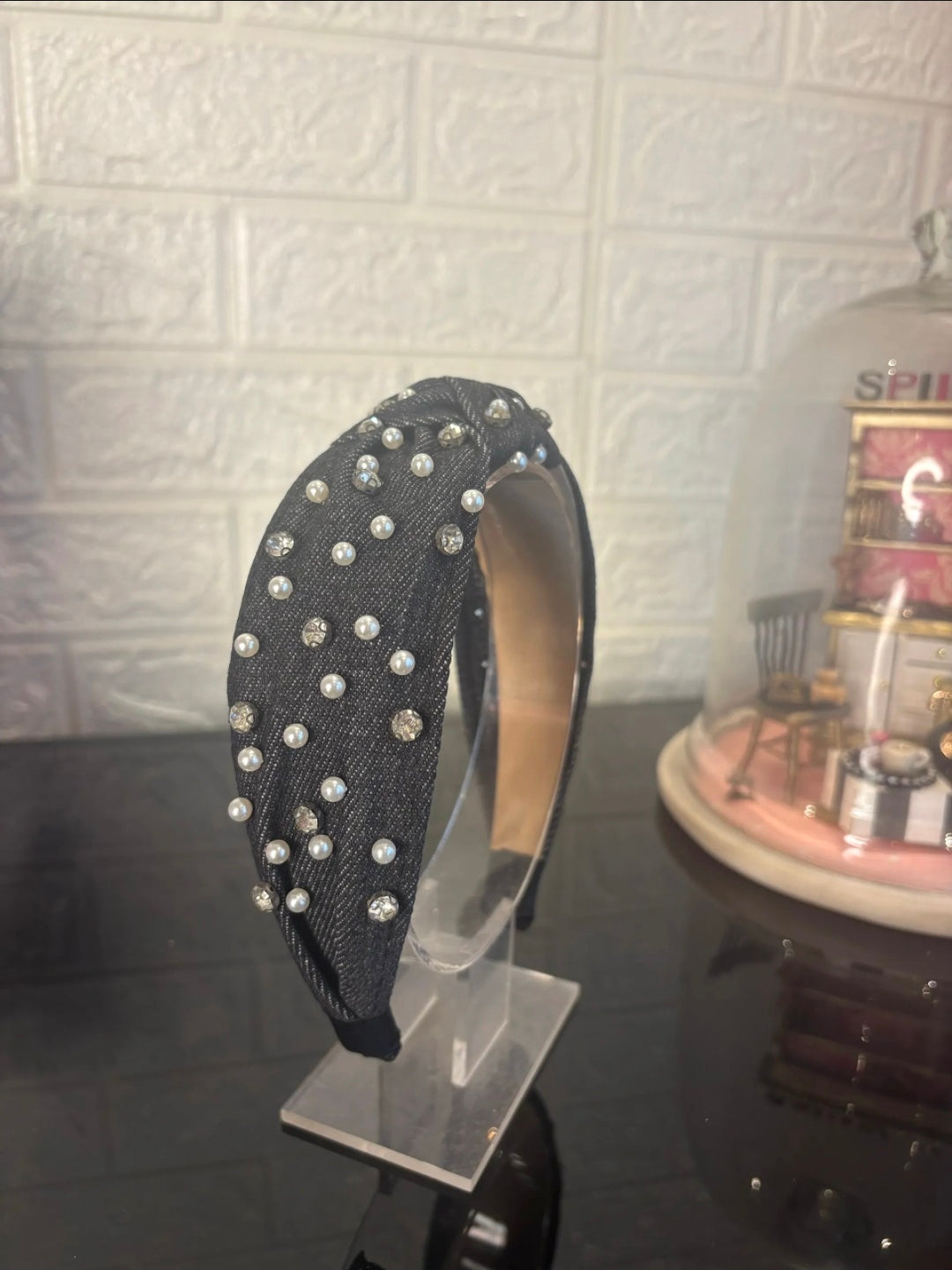 Black Pearl Denim Hairband