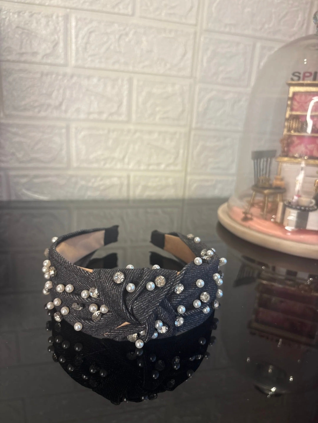 Black Pearl Denim Hairband
