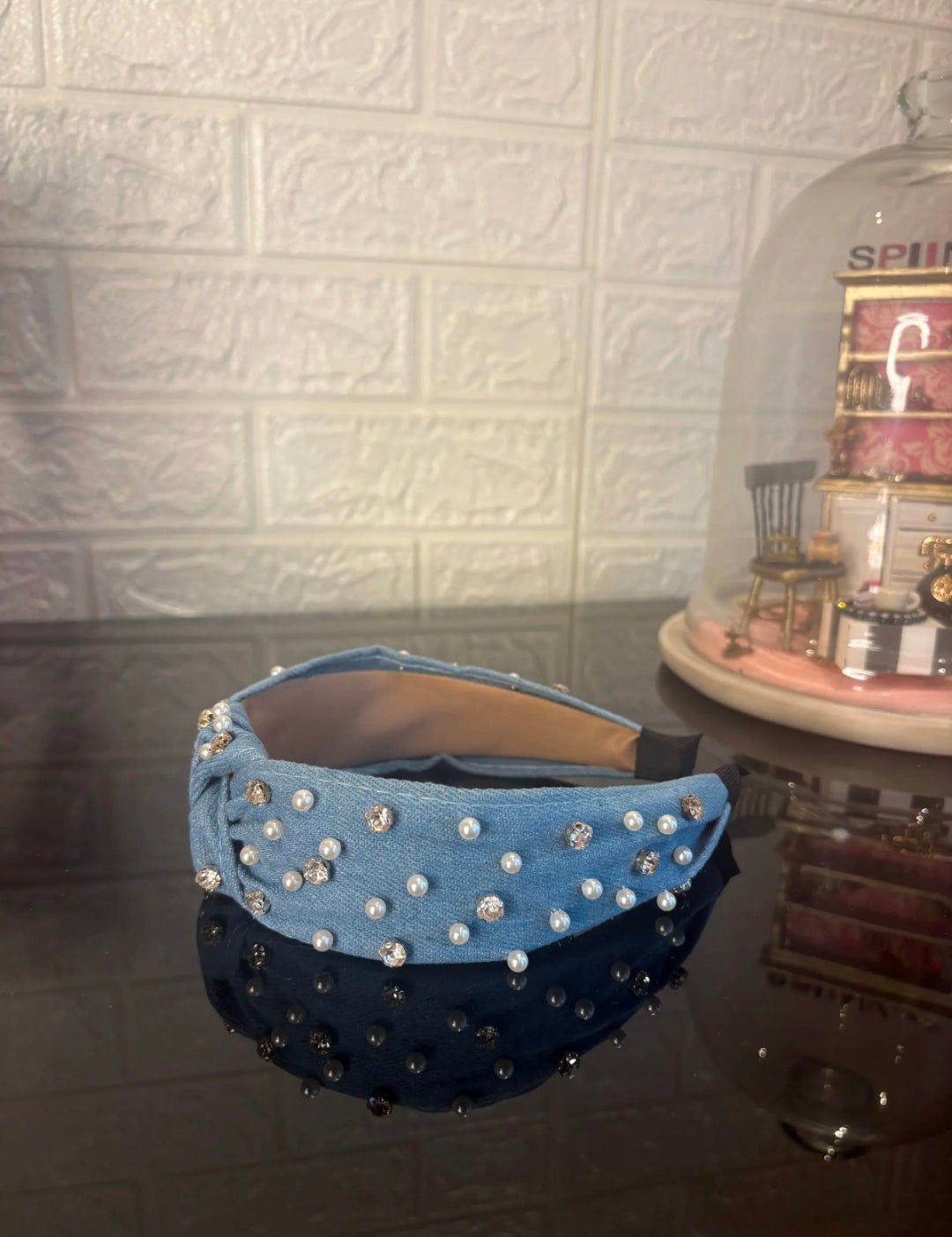 Blue Pearl Denim Hairband