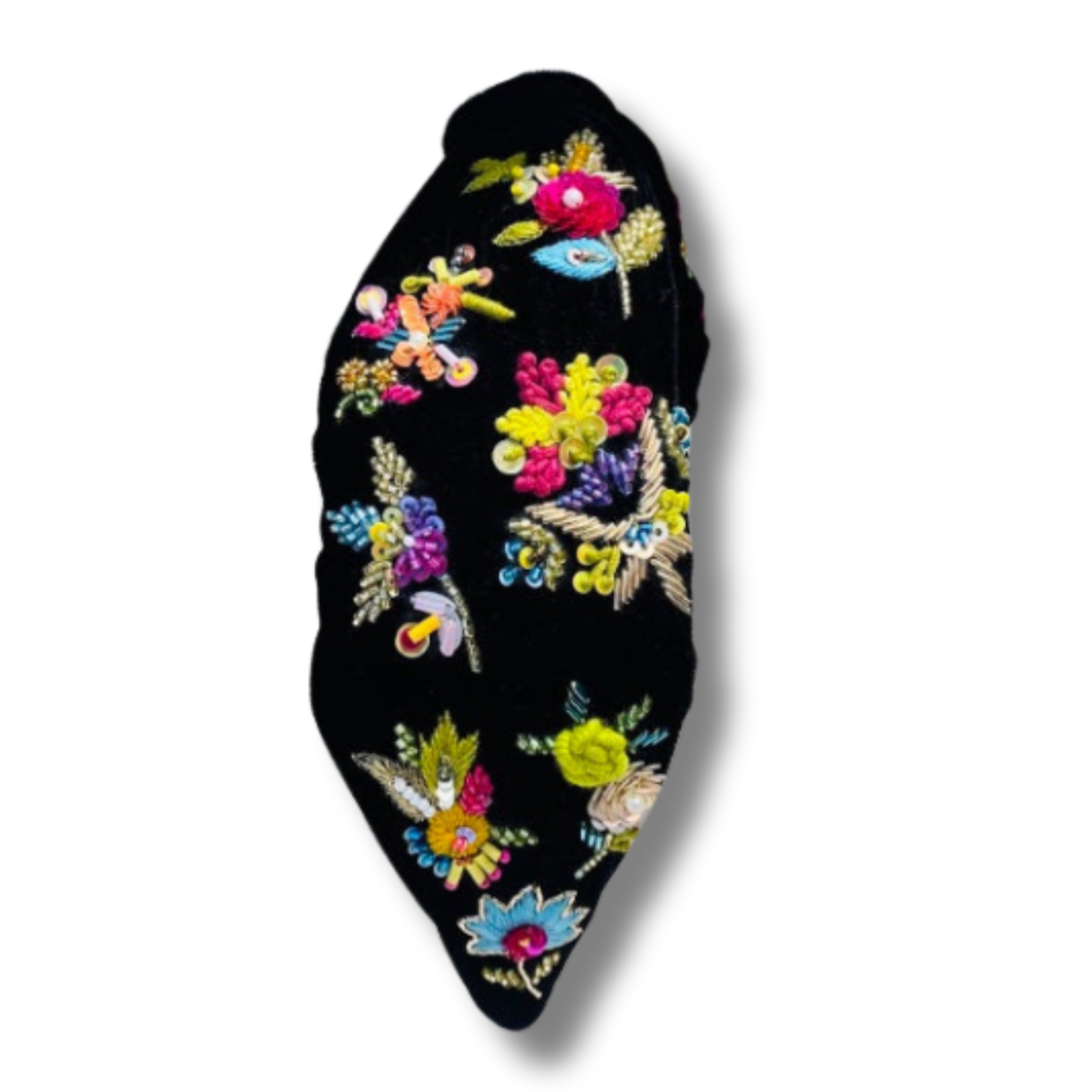 Flower Bunch Black Turban Hairband