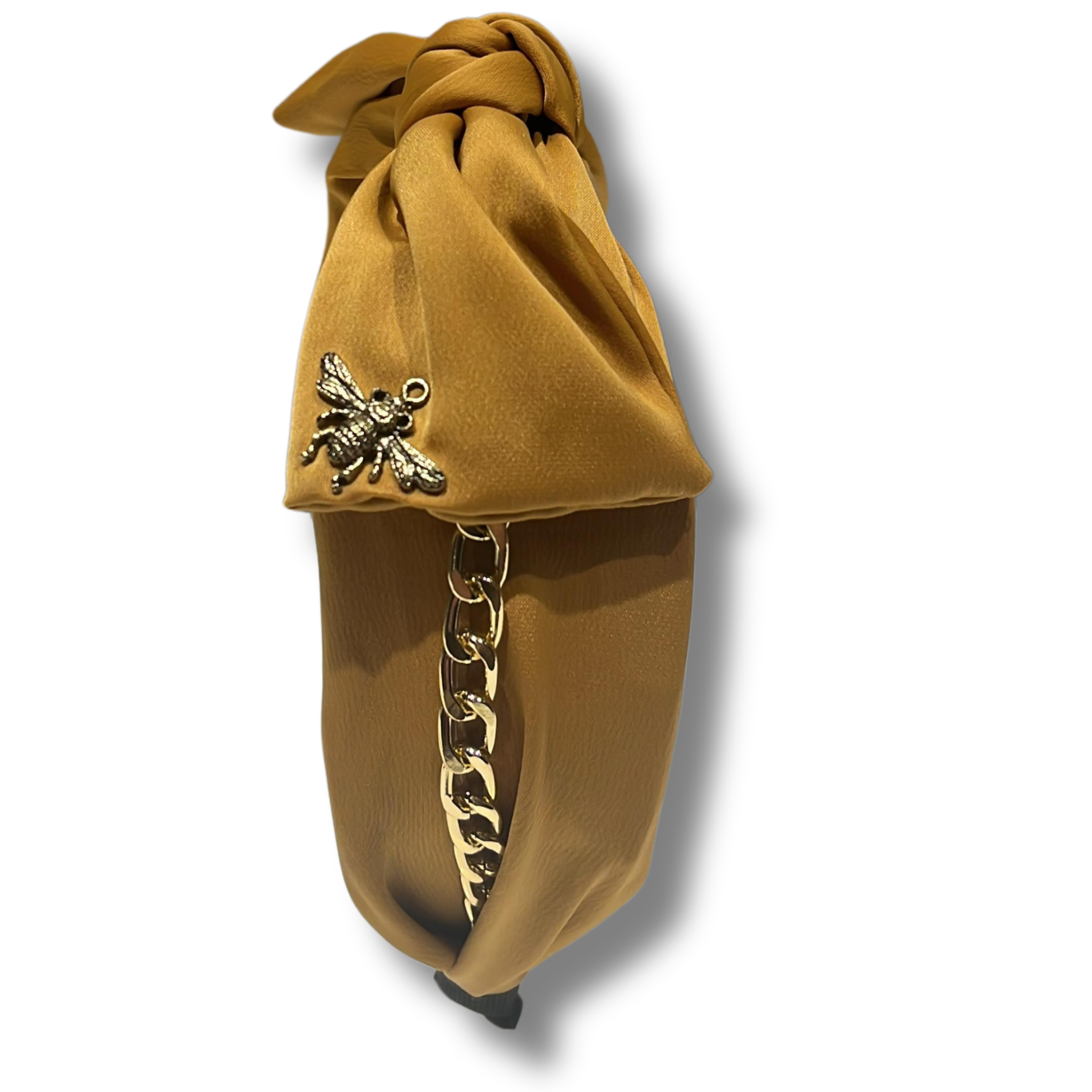 Queen Bee Chain Charm Mustard Turban Hairband