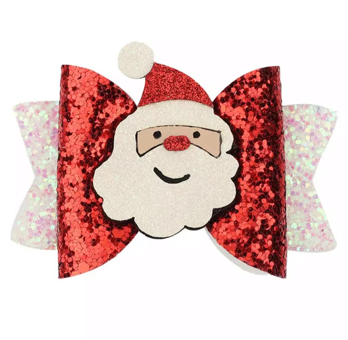 Happy Santa Glitter Bow