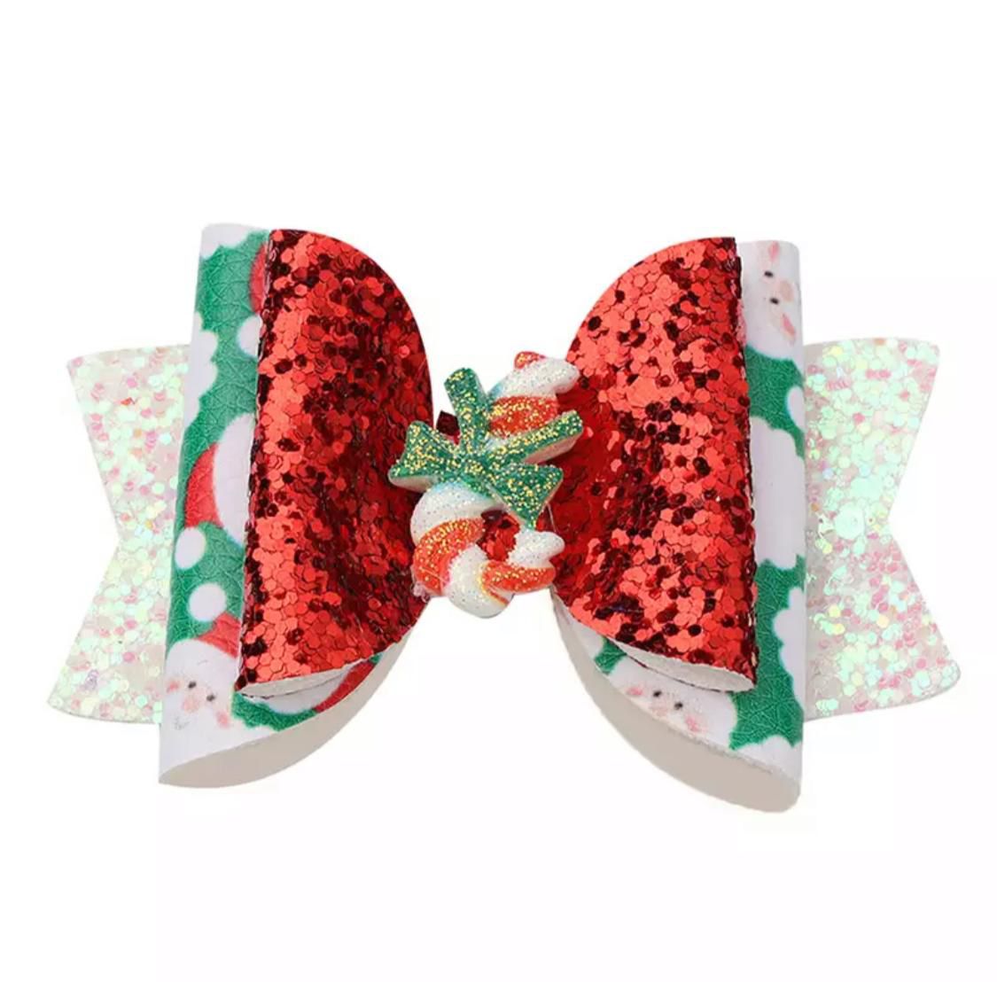 Candy Cane Sparkle Bow