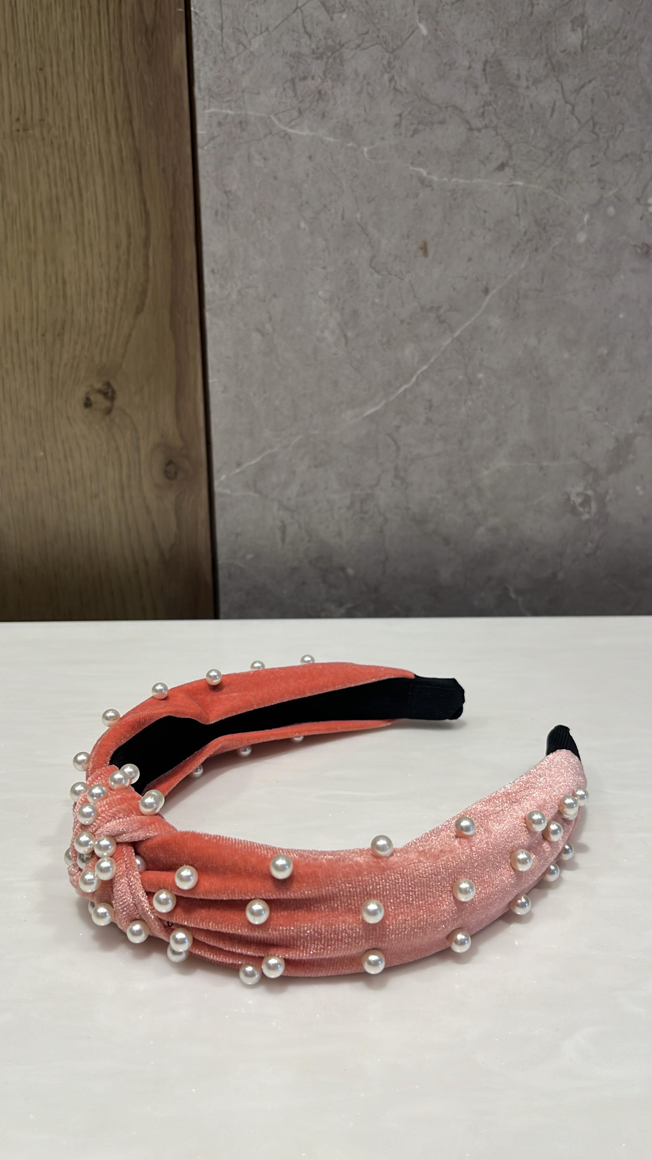 Velvet Pearl Dream Coral Turban Hairband