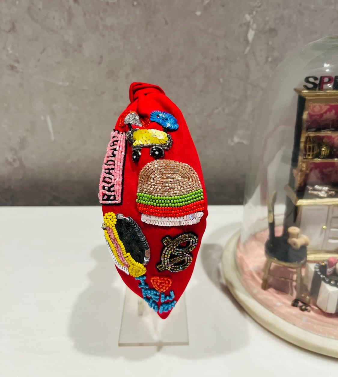 New York Glam Red Turban Hairband