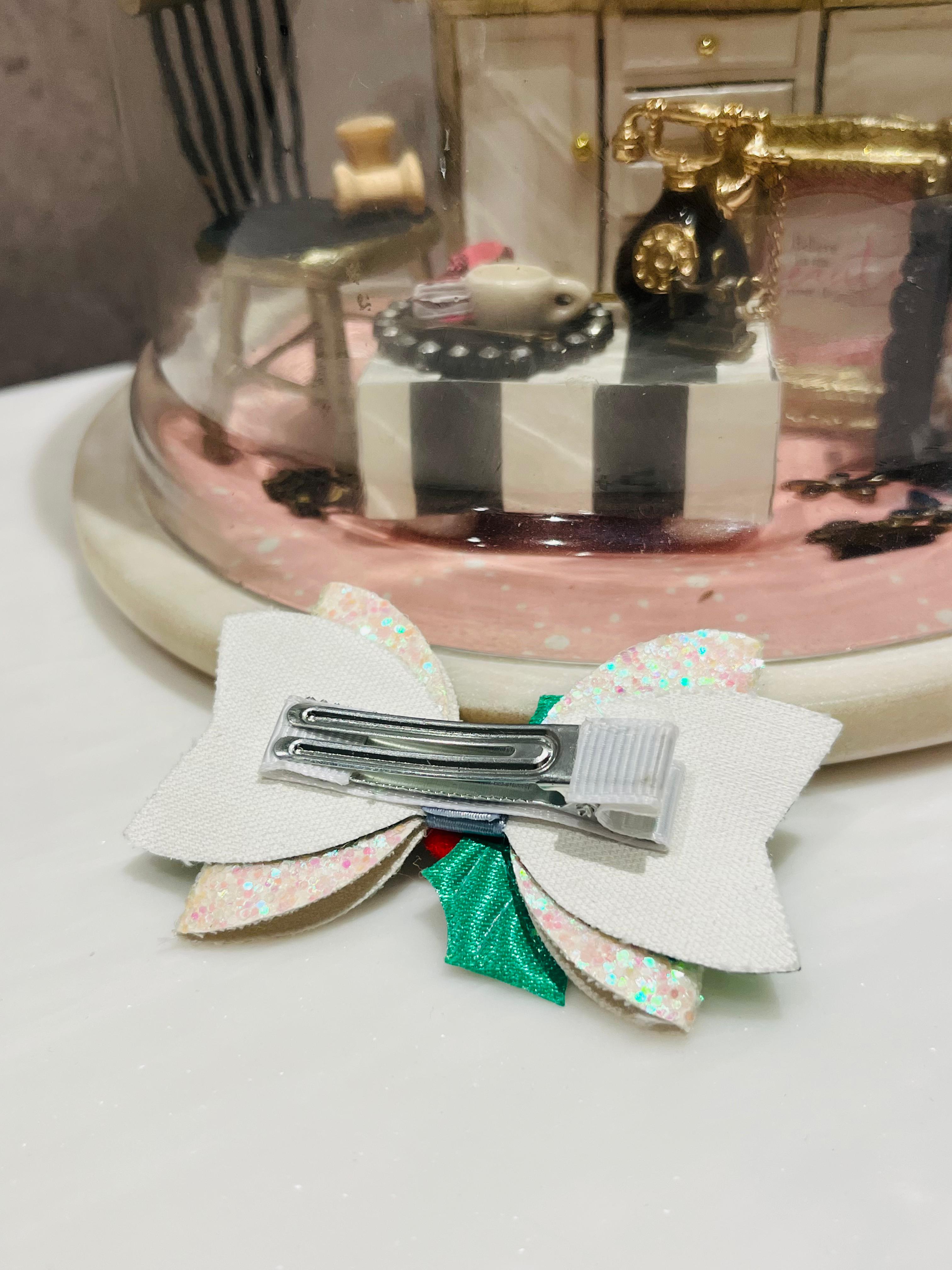 Holly Jolly Sparkle Bow Alligator Hair Clip