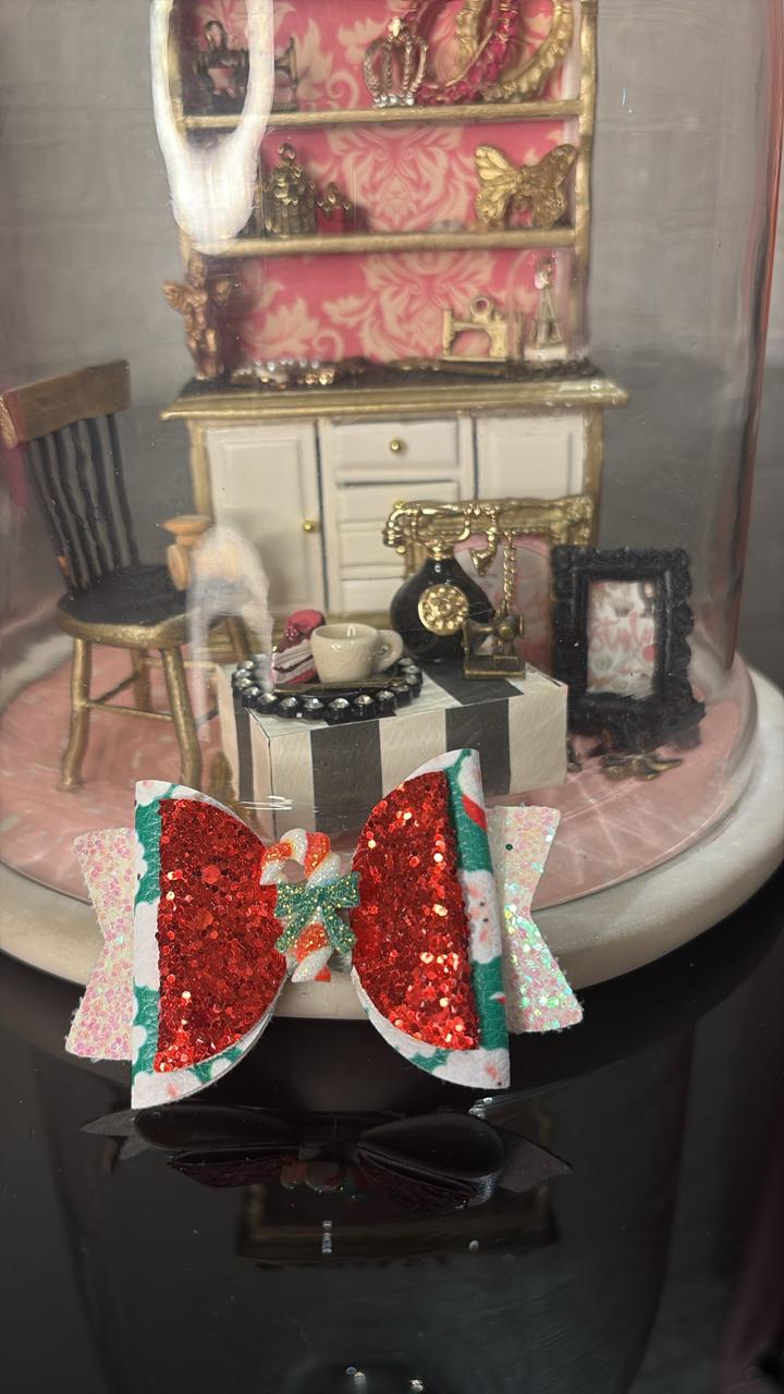 Candy Cane Sparkle Bow