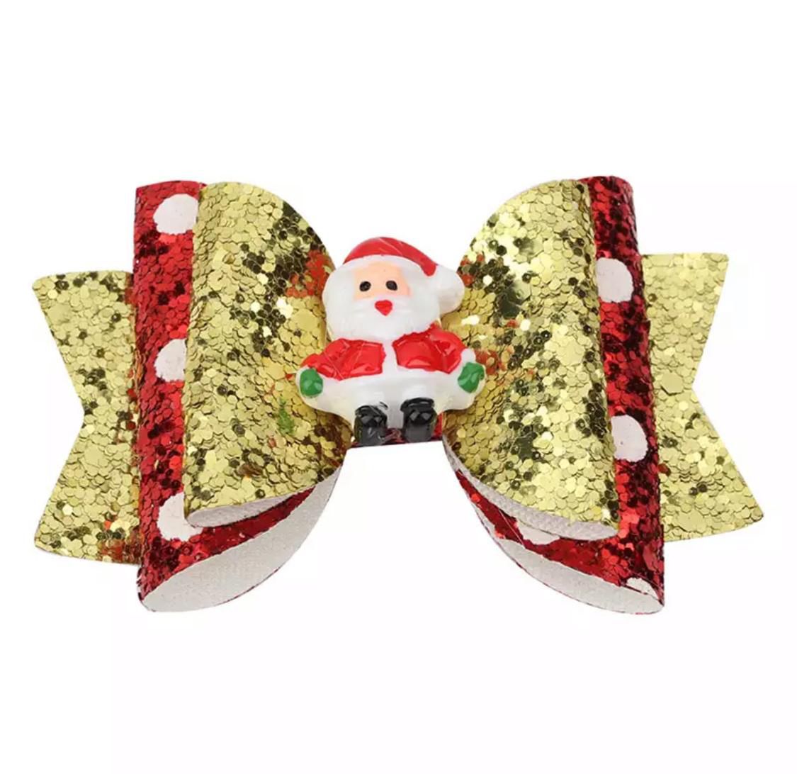 Golden Santa Sparkle Bow