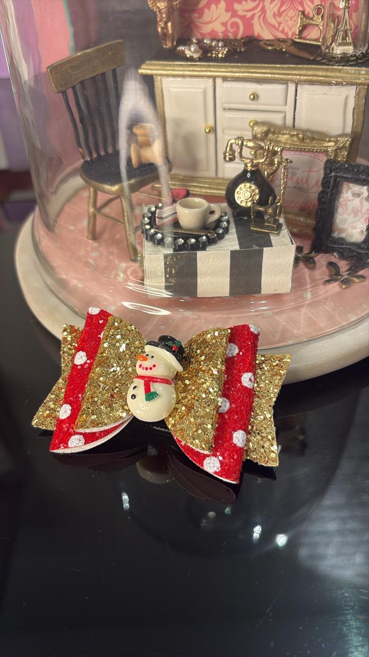 Snowman Sparkle Hair  Bow