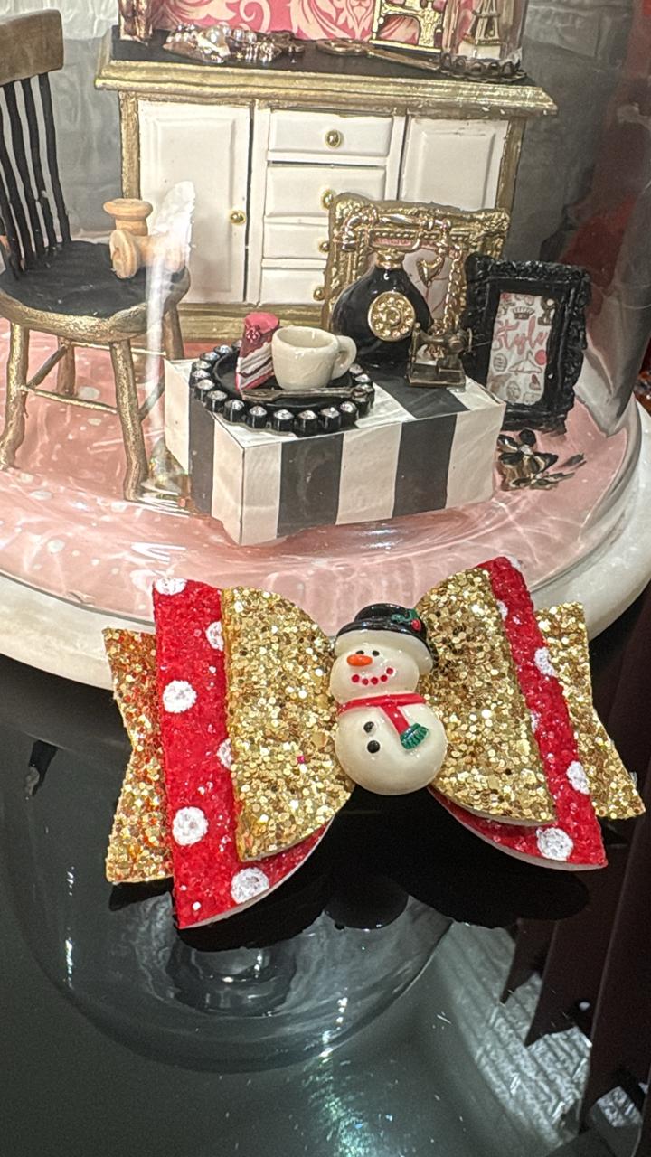 Snowman Sparkle Hair  Bow