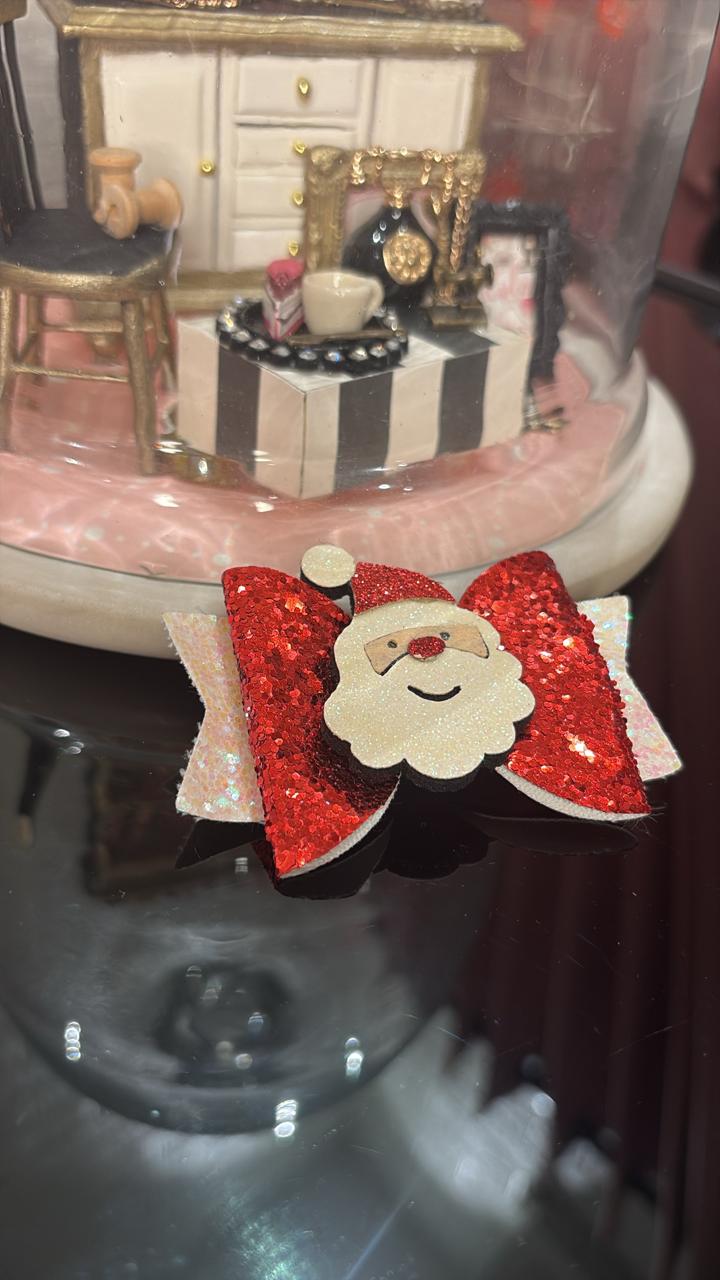 Happy Santa Glitter Bow