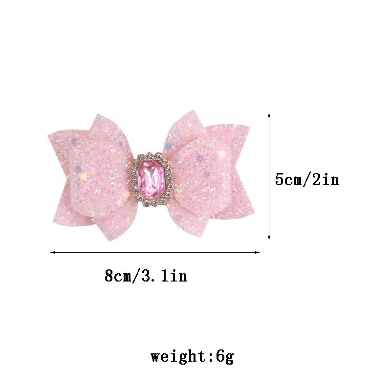 Pink Glitter Gem Hair Bow
