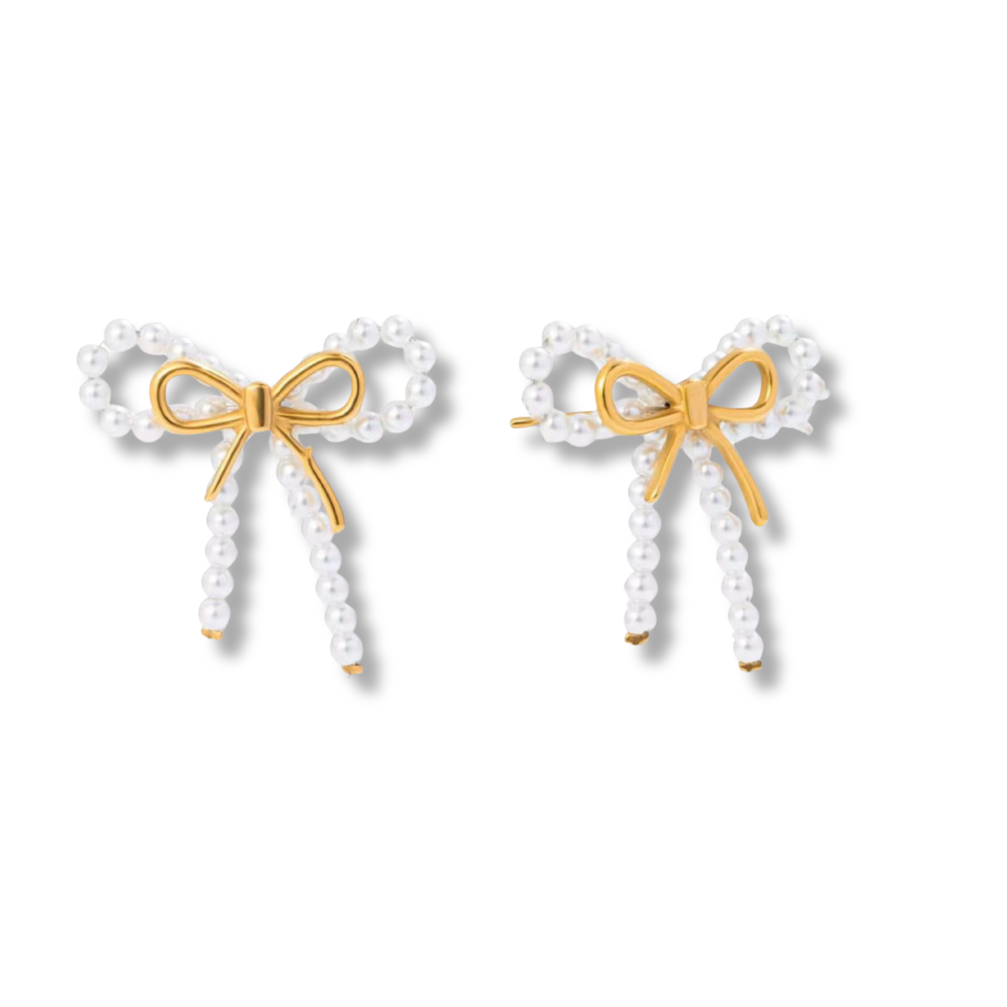 Dainty Pearl Bow Earrings
