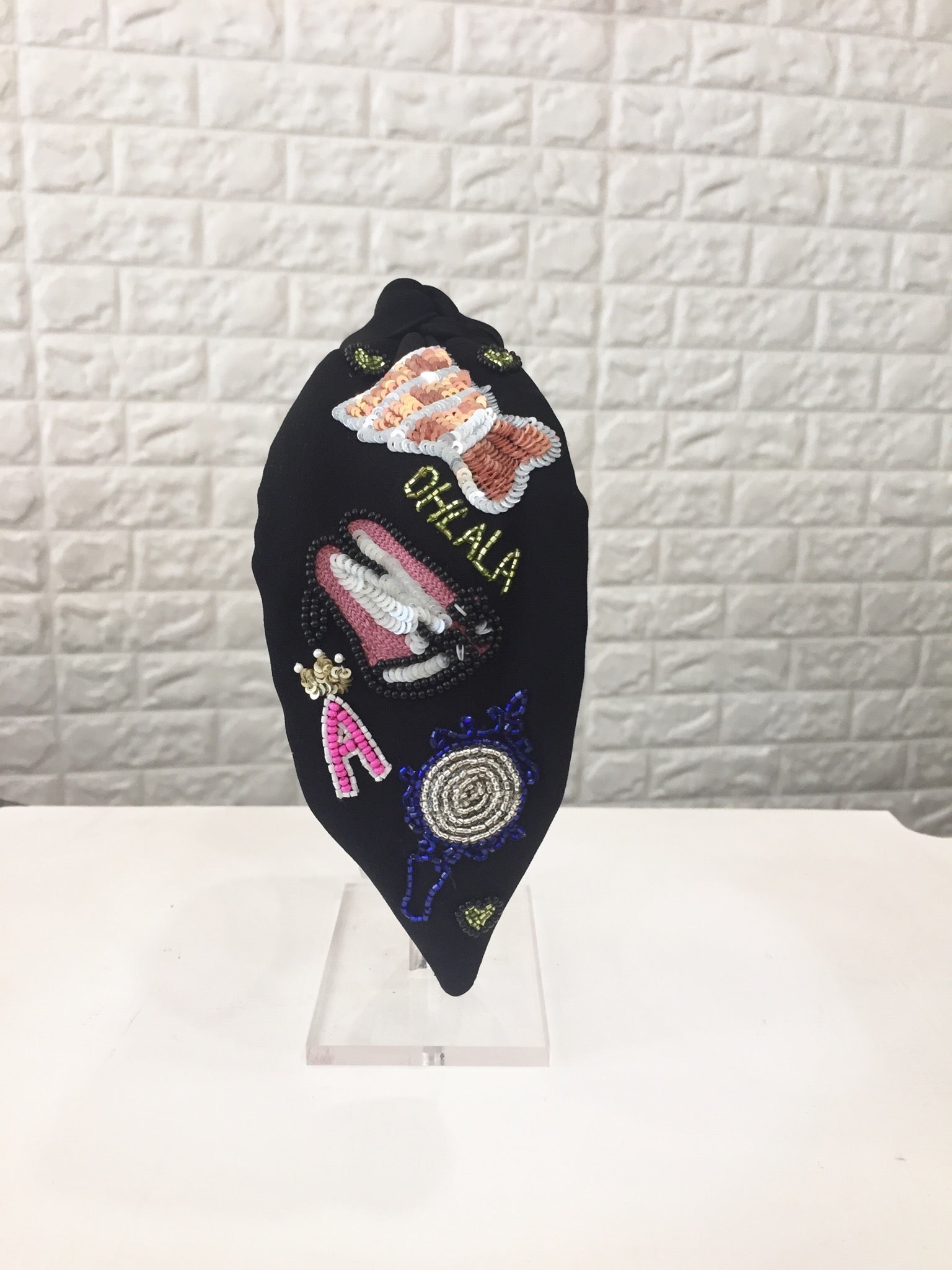 Fashionista Initial Black Turban Hairband