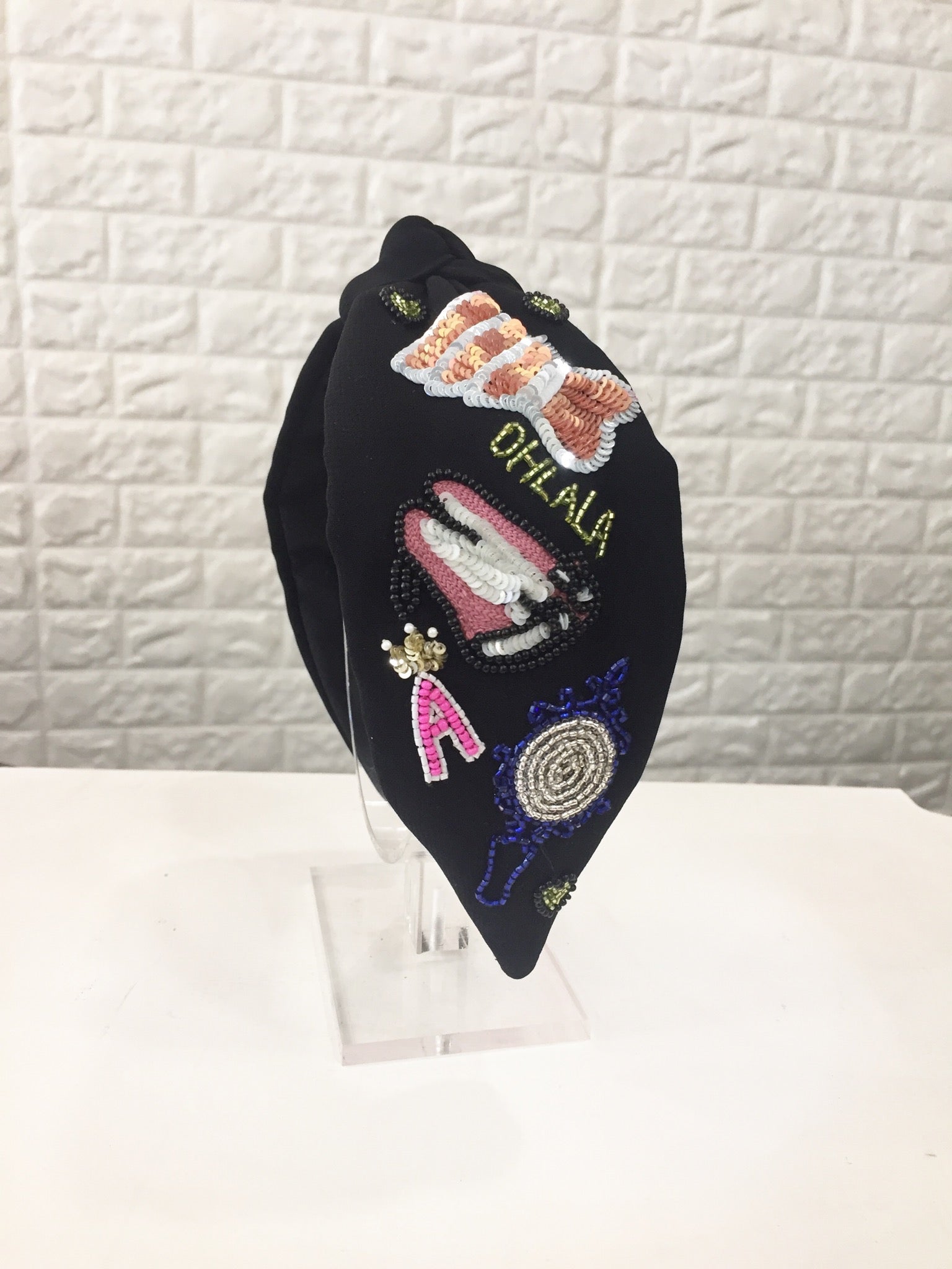 Fashionista Initial Black Turban Hairband