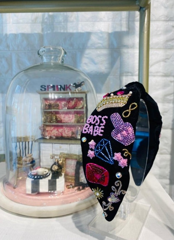 Queening Boss Babe Black Turban Hairband