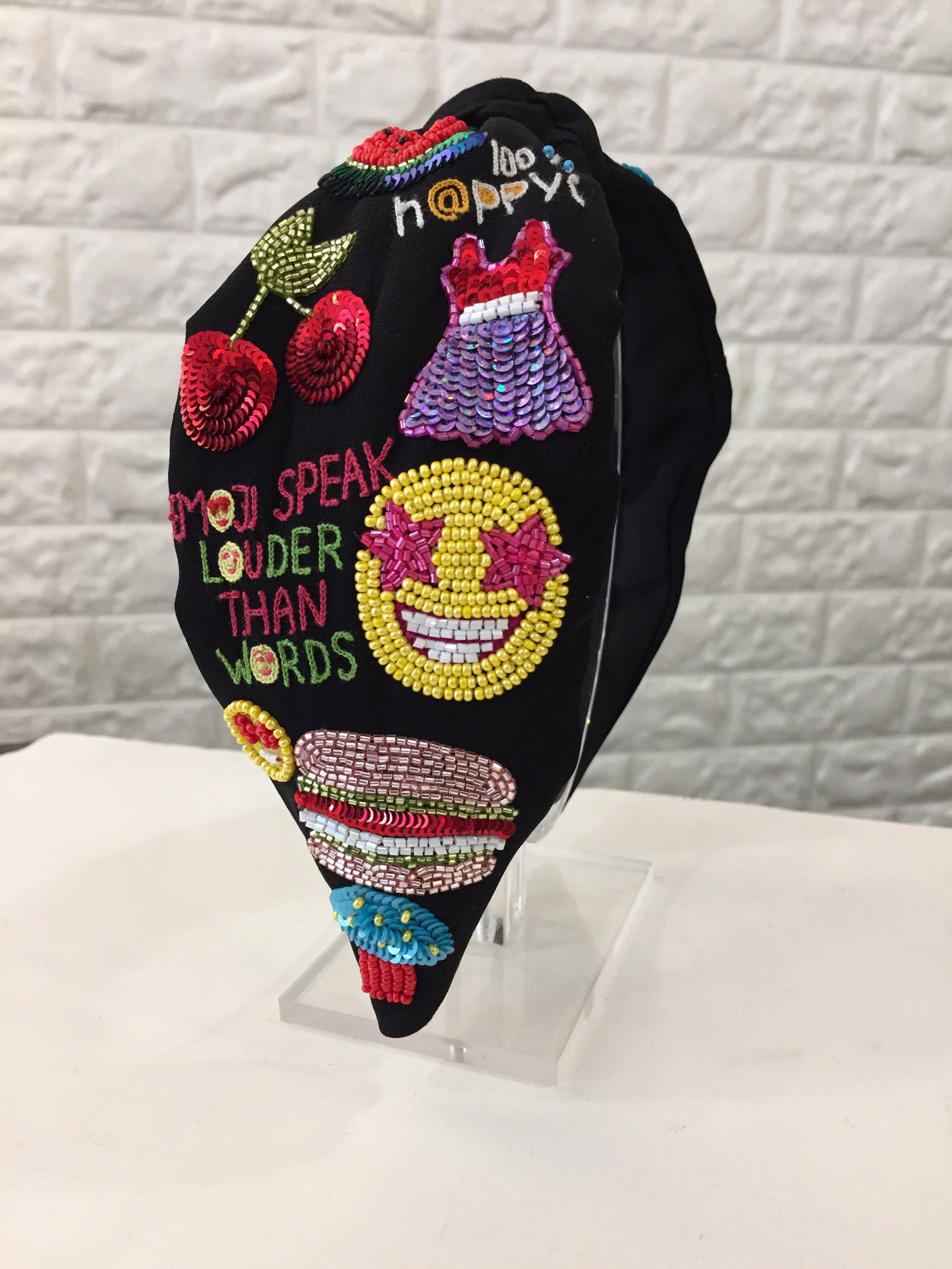 Graceful Emoji Black Turban Hairband