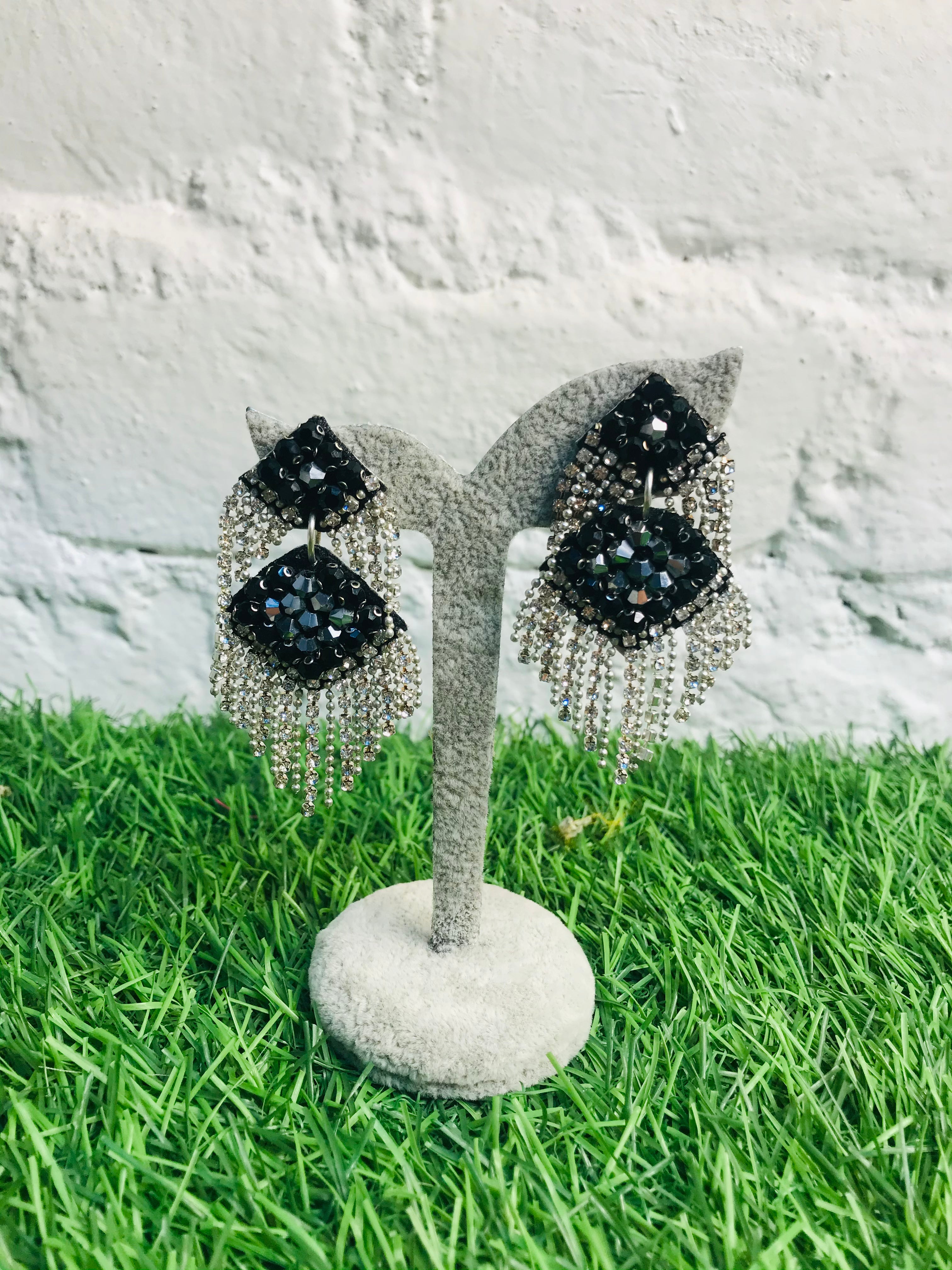 Black Beauty Diamond Hanging Earrings