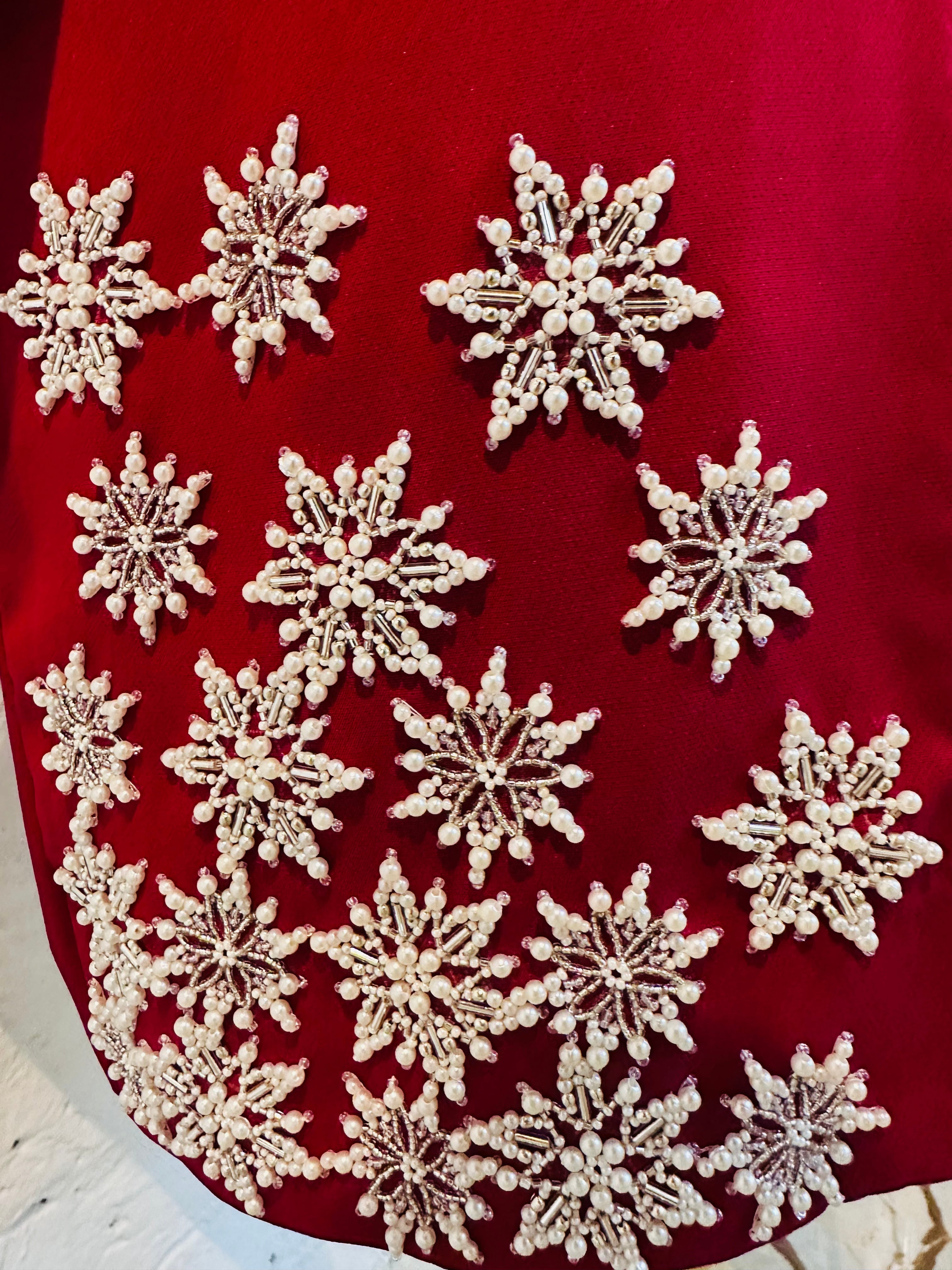 Tuxedo Maroon Snowflakes Dress