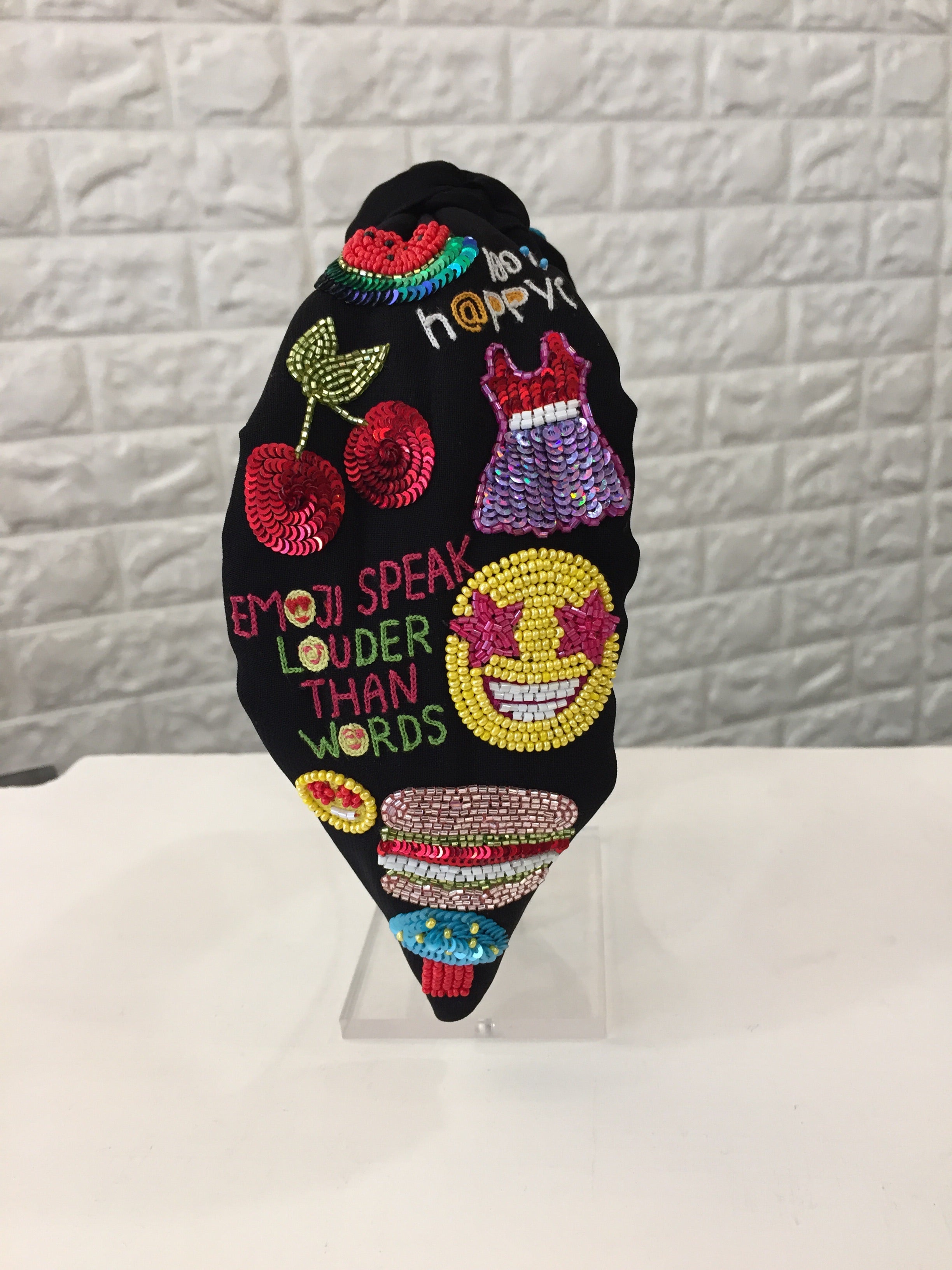 Graceful Emoji Black Turban Hairband